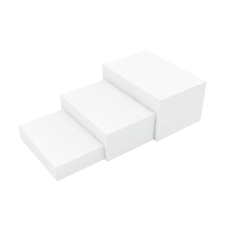 3 Pack White Buffet Food Risers, Step 12” 11”10” Large Size Acrylic Cube Box