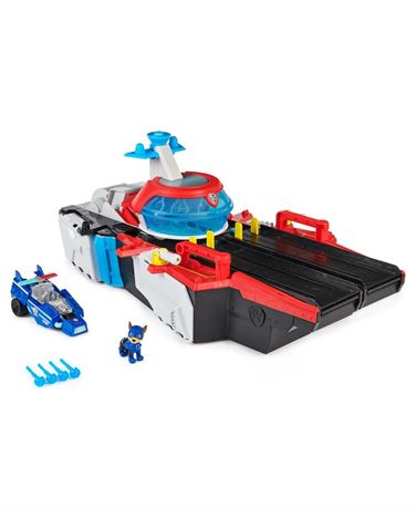 PAW Patrol: the Mighty Movie  Aircraft Carrier HQ  Chase Figure & Police Car