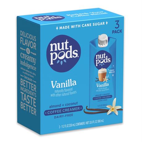 nutpods Vanilla Non Dairy Coffee Creamer, Sweetened with Organic Cane Sugar,