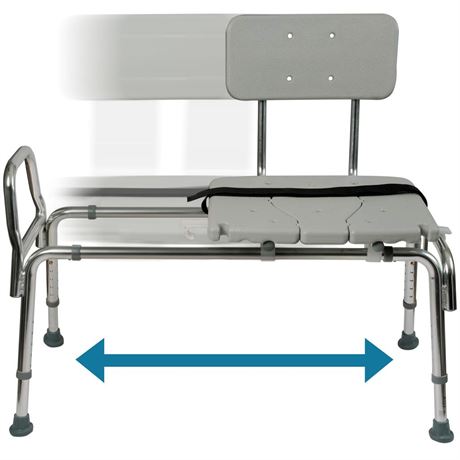 DMIÂ® 19" - 23" X 19" Heavy-Duty Sliding Transfer Bench with Cut-Out Seat,