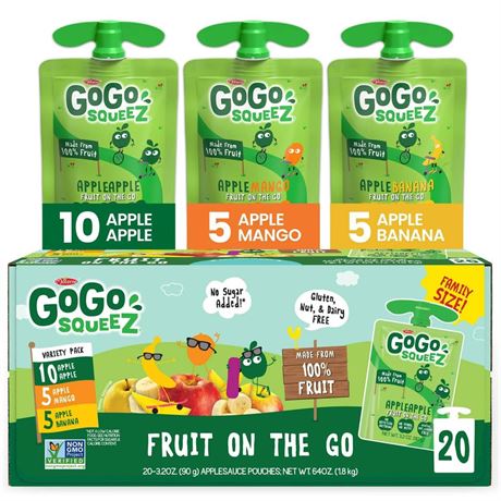 OFFSITE GoGo SqueeZ Applesauce, Variety Apple/Banana/Mango - 3.2oz/20ct