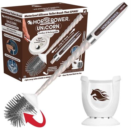 Horsepower Unicorn, AS SEEN ON TV, Motorized Toilet Brush, Powerful Spinning