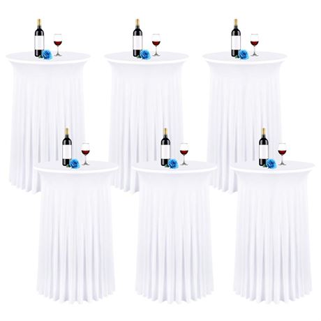 6 Packs 32"x 43" Round Cocktail Table Skirt,Spandex Stretch Cocktail Tablecloth