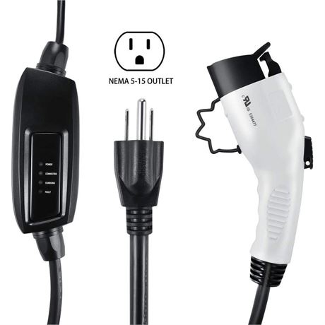 Lectron 110V 16 Amp Level 1 EV Charger with 21ft/6.4m Extension Cord J1772