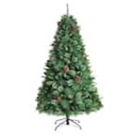 6 ft. Green Unlit Flocked Artificial Christmas Tree with Red Berries, 609 PVC