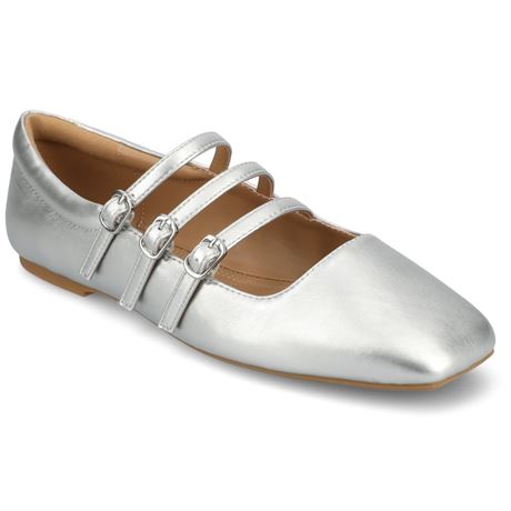Journee Women's Darlin Wide Strappy Flat Sandals (Silver) - Size 7.0 W