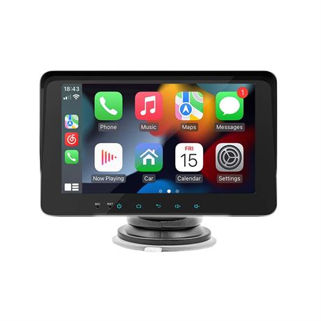 BOOMBOOST Wireless Carplay & Android Auto, Portable 7 Inch Touchscreen Car