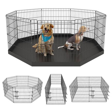 Artmeer Pet Playpen Puppy Playpen Kennels Dog Fence Exercise Pen Gate Fence