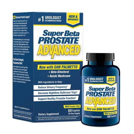 Super Beta Prostate Advanced + Saw Palmetto & Beta Sitosterol, Men's Health, 60