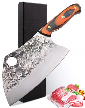 Kitory Serbian Chef Knife Meat Cleaver Forged Butcher Chopping Kitchen Knife,