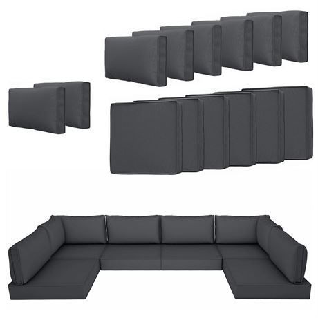 14 Piece Outdoor Patio Cushion Cover Replacement, Waterproof Patio Cushion