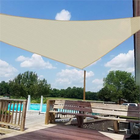 16' x 16' x 16' Sun Shade Sail UV Block Fabric Canopy in Beige Sand Triangle