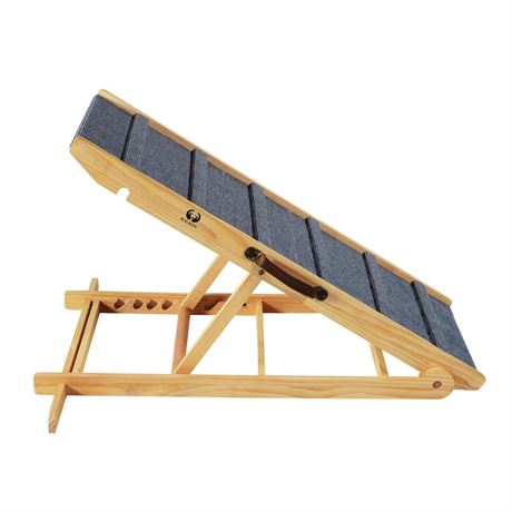 Adjustable Dog Cats Ramp, Folding Portable Wooden Pet Ramp for All Small and