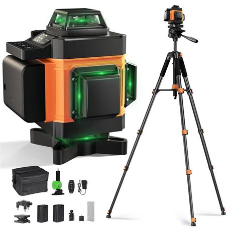 Lusweimi Laser Level with 72'' Tripod, 16-Line 4x360° Self Leveling Green Laser