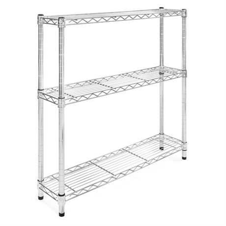 Shelving Inc. 8" d x 36" w Chrome Wire Shelving with 3 Tier Shelves, Weight