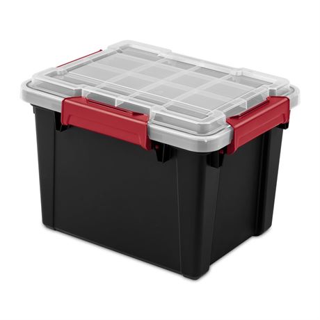 Sterilite Small Gasket Tote, 5 Gallon WaterProof Plastic Storage Bin with Lid,
