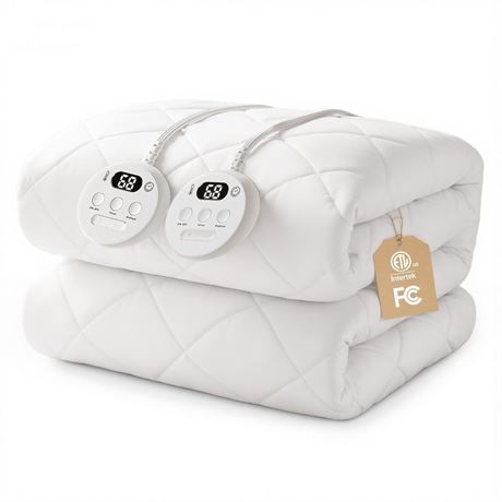 Heated Mattress Pad Queen, Electric Mattress Pad with Dual Controllers & Fast