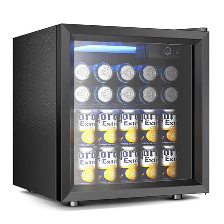 EUHOMY 55 Can Beverage Refrigerator cooler-Mini Fridge Glass Door for Beer