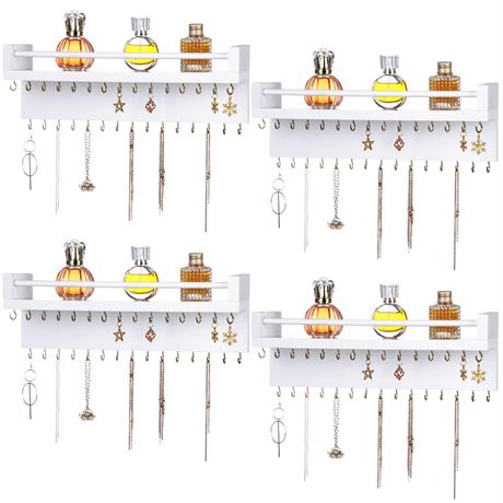 OFFSITE 4 Pack Hanging Jewelry Organizer Wooden Jewelry Holder Organizer Wall