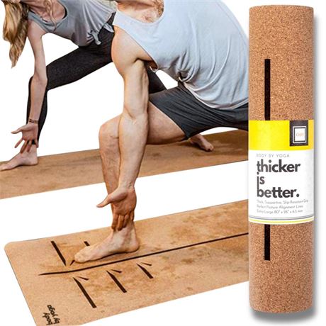 Luxury Cork Yoga Mat - Non Slip, Extra Thick Grip. Thicker, Longer, and Wider