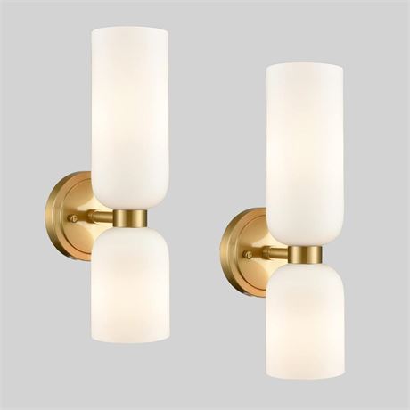 Gold Wall Sconces Set of Two 2-Light Modern Wall Light Bathroom Vanity Light