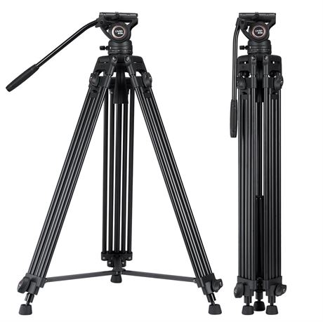 Video Tripod System, Cayer BV30L 72 inch- Professional Heavy Duty Aluminum Twin