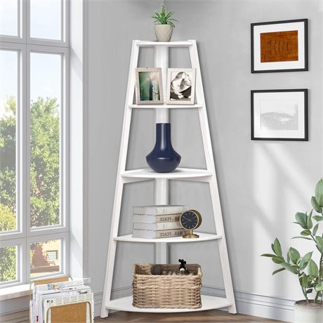 TopMade Corner Shelf, 5-Tier Corner Shelf Stand Industrial Ladder Bookcase