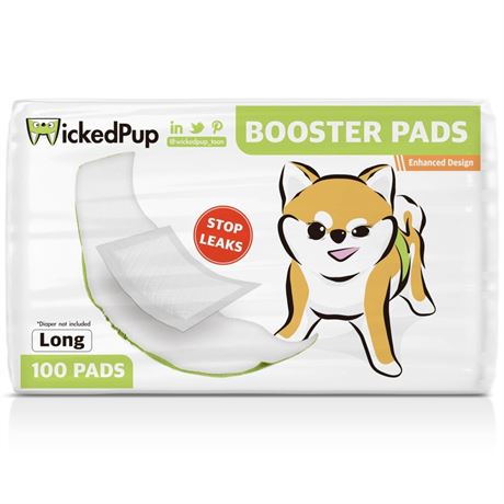 WICKEDPUP Dog Diaper Liners Booster Pads for Male and Female Dogs  100ct |