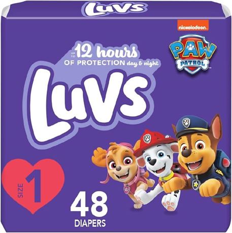 Luvs Diapers - Size 1, 48 Count, Paw Patrol Disposable Baby Diapers