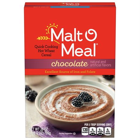 Malt-O-Meal Chocolate Hot Wheat Cereal, Quick Breakfast, Iron & Folate, 28 oz
