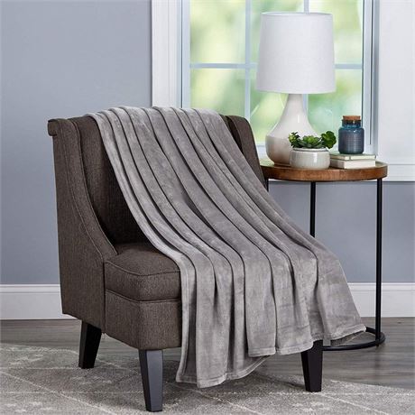 LHC Home Oversized Velvet Throw Oversized Stone Grey