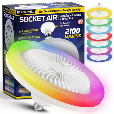 Bell + Howell Socket Fan Ceiling Fan Light Indoor with Remote Dimmable LED