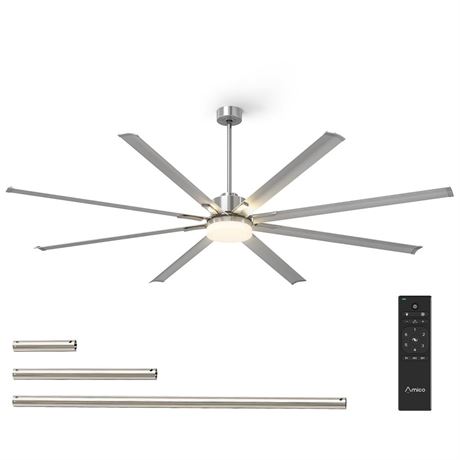 Amico Ceiling Fan with Light, Industrial Large Ceiling Fan with Quiet DC Motor,