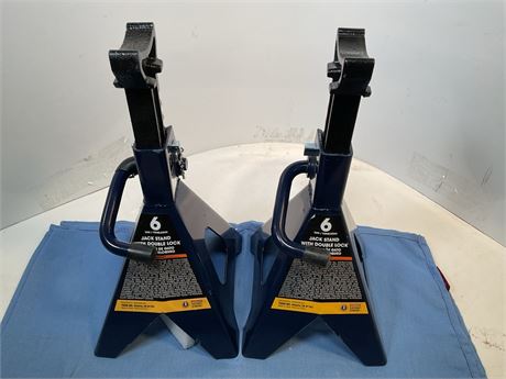Jack Stands 6 Ton with Double Locking, 14.2-23.8 6 TON DOUBLE LOCKING Blue