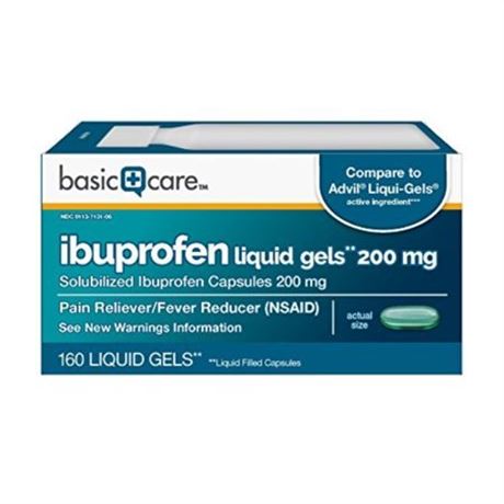 Basic Care Ibuprofen Liquid Gels, 160count