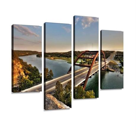 Canvas Wall Art Painting Pictures Austin, Texas 360 Bridge Modern Artwork