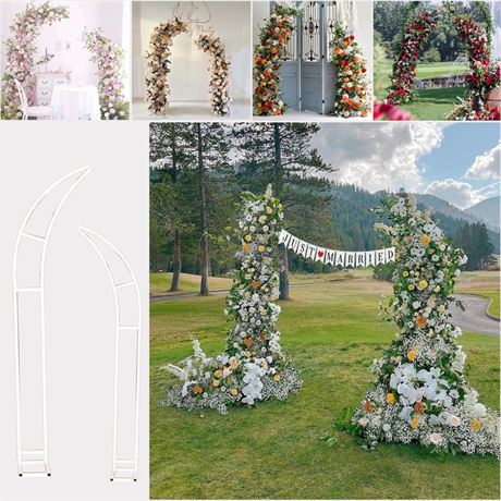 6.9&8.2FT Backdrop Stand,White Balloon Arch Stand,Curved Design Flower Balloon