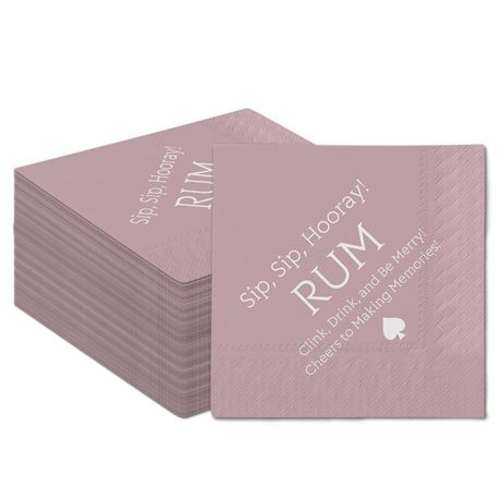 qiqee Rum Cocktail Napkins 5 * 5inch Funny Pinkish-purple Disposable Beverage