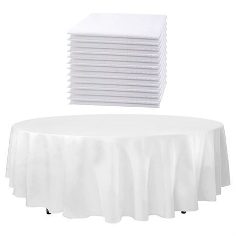 Upper Midland Products 12 Pcs 120" inch White Round Tablecloths Linen Polyester