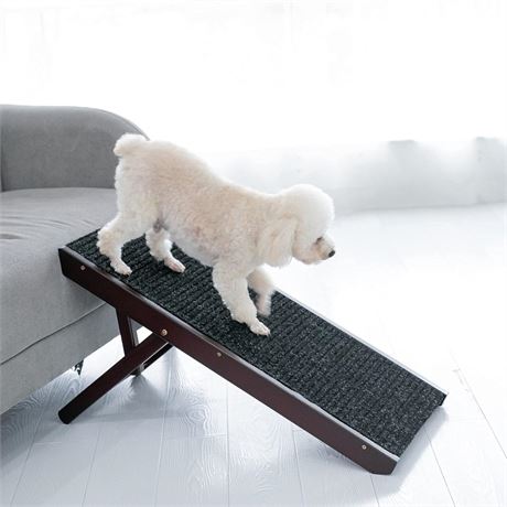 MEWANG 19" Tall Adjustable Pet Ramp - Wooden Folding Portable Dog & Cat Ramp