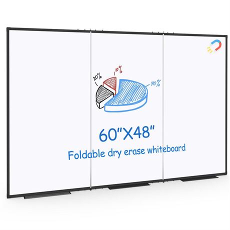 Large White Board for Wall,Magnetic Dry Erase Whiteboard,Foldable 60x48