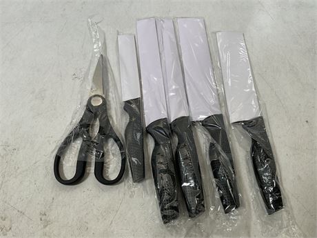6-Piece Black Knife Set with Magnetic Strip for Wall, Ultra Sharp Magnetic