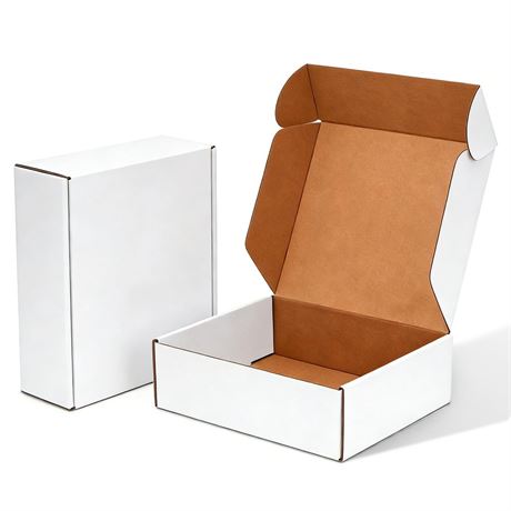 12x9x3 inch Shipping Boxes 20 Pack, White Mailer Corrugated Cardboard Boxes