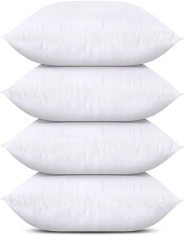 Utopia Bedding Throw Pillows Set of 4, White, 18 x 18 Inches Pillows for Sofa,