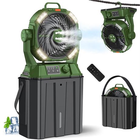 Misting Fan with Portable 6L Bucket for Outdoor Patios, 20000mAh Rechargeable