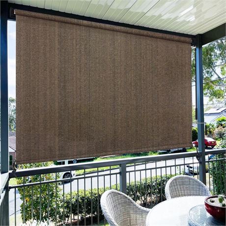 Amagenix Outdoor Roller Shades 8'(W) X 8'(H), Exterior Cordless Patio Shades