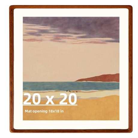 Natural 20x20 Picture Frame Wood with 18x18 Mat,Square Wall Photo Frames 20x20