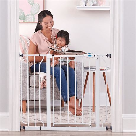 Regalo Extra Wide Walk-Through Baby Gate with Door, 29.5-38.5 in, White, Ages