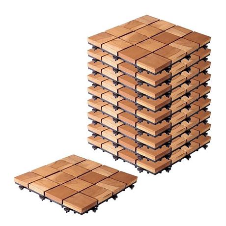 UBesGoo 27 Pcs Deck Tiles 12"x12" Wooden Flooring Interlocking Deck Tiles for