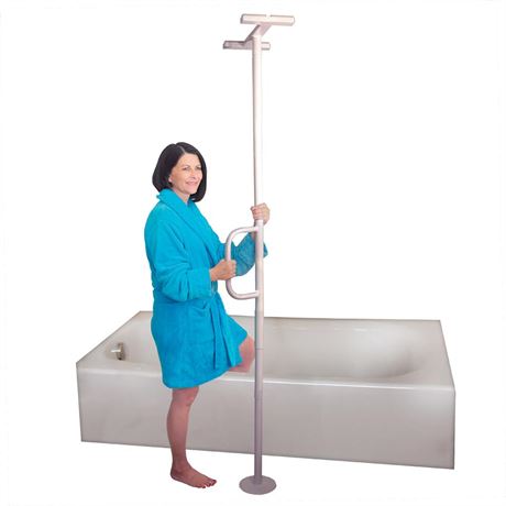 Able Life Bathroom Grab Bar  Elderly Floor to Ceiling Transfer Pole  White